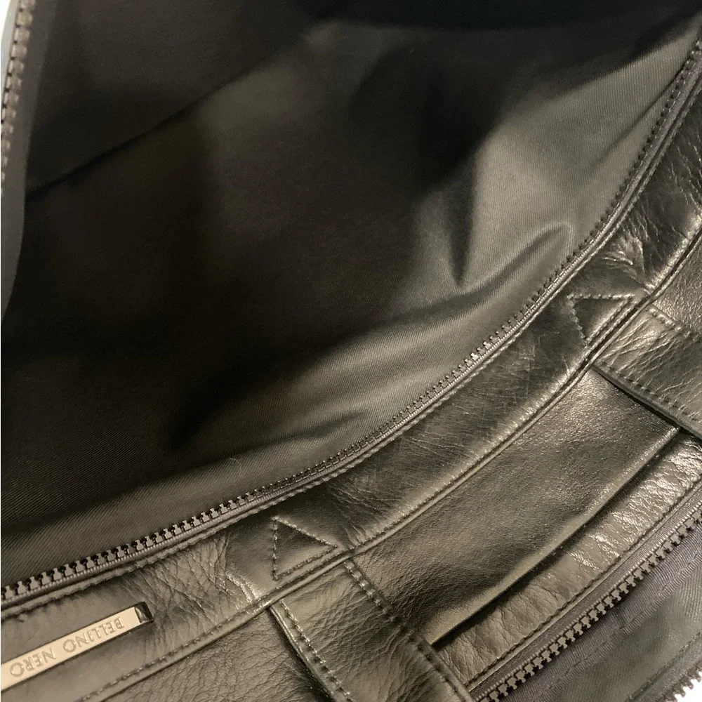 Bellino Nero Black Genuine Leather Full Size Laptop Briefcase Bag - Like New